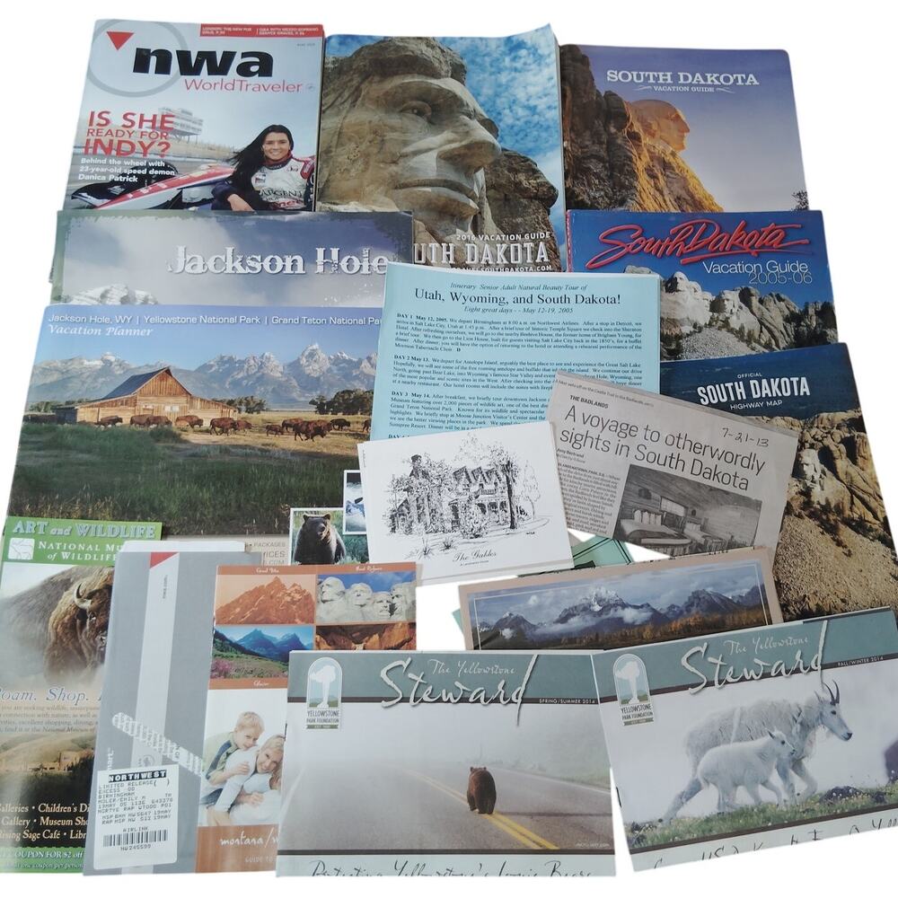 Vintage 2005 Wyoming South Dakota Utah Travel Ephemera Lot Maps Guides Magazines